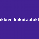 Sukkien kokotaulukko
